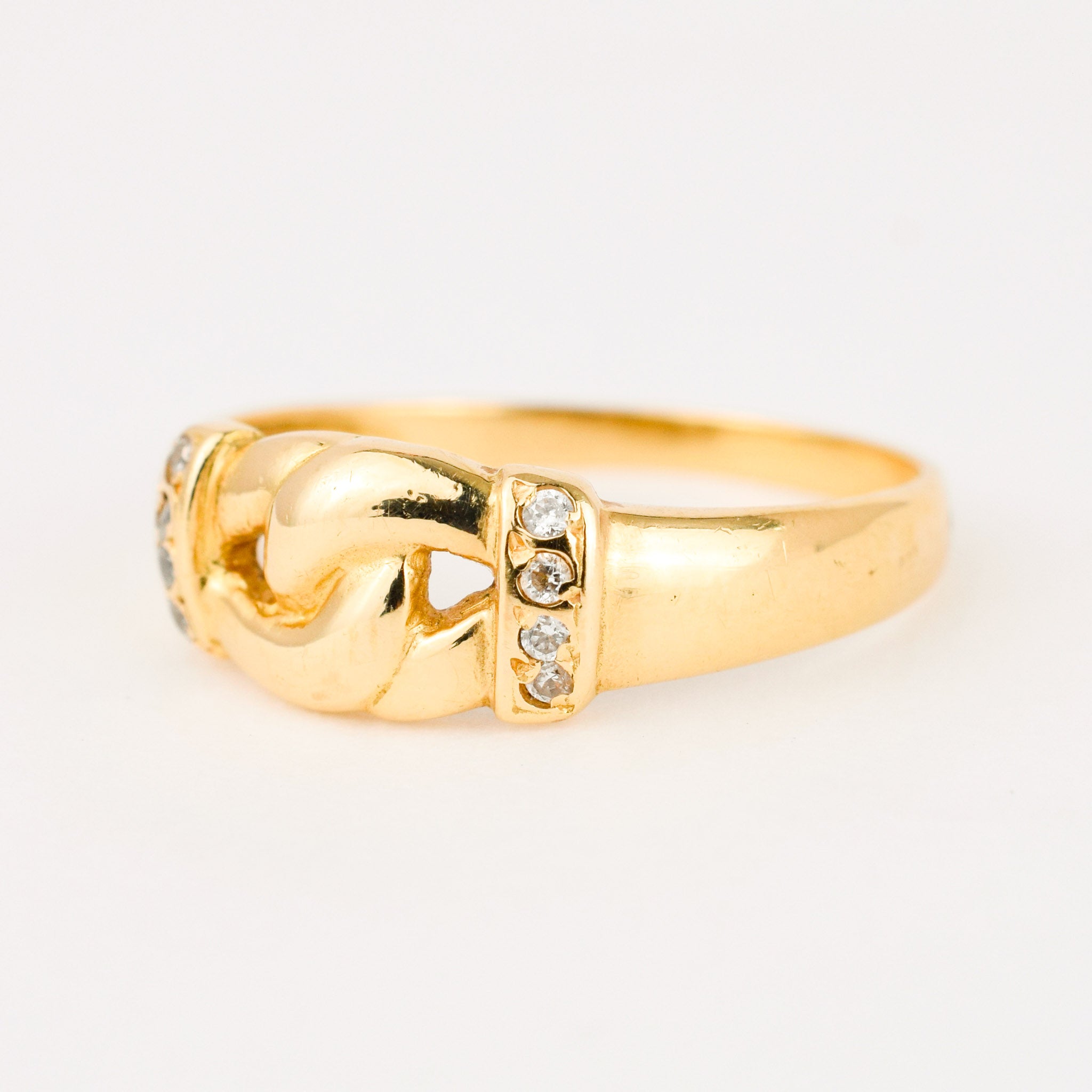 vintage 18k gold chain link and diamond ring 
