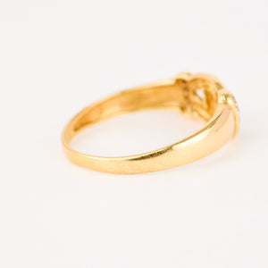 vintage 18k gold chain link and diamond ring 