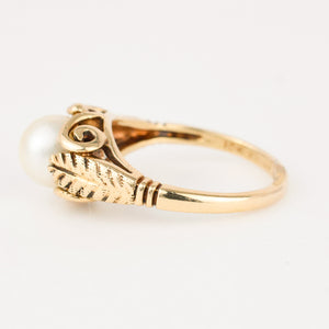 vintage gold pearl ring 