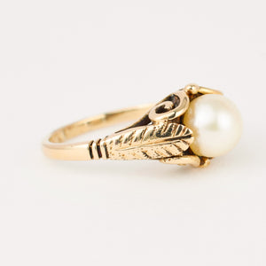 vintage gold pearl ring 