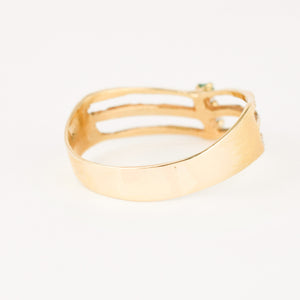 vintage gold emerald and diamond wishbone ring