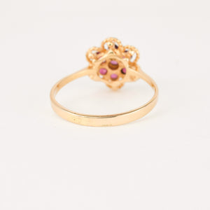 vintage gold ruby flower ring 