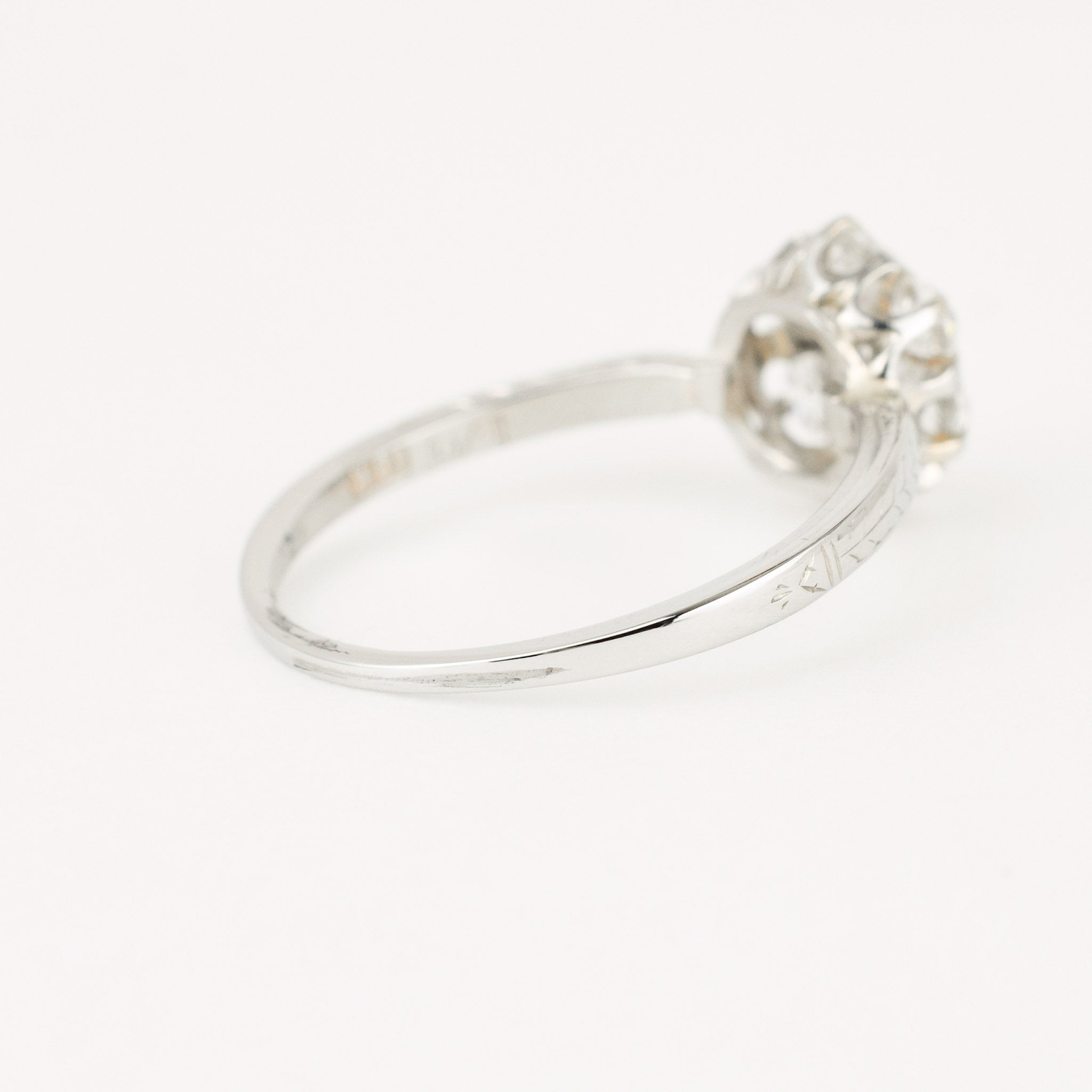 antique old mine cut diamond cluster engagement ring