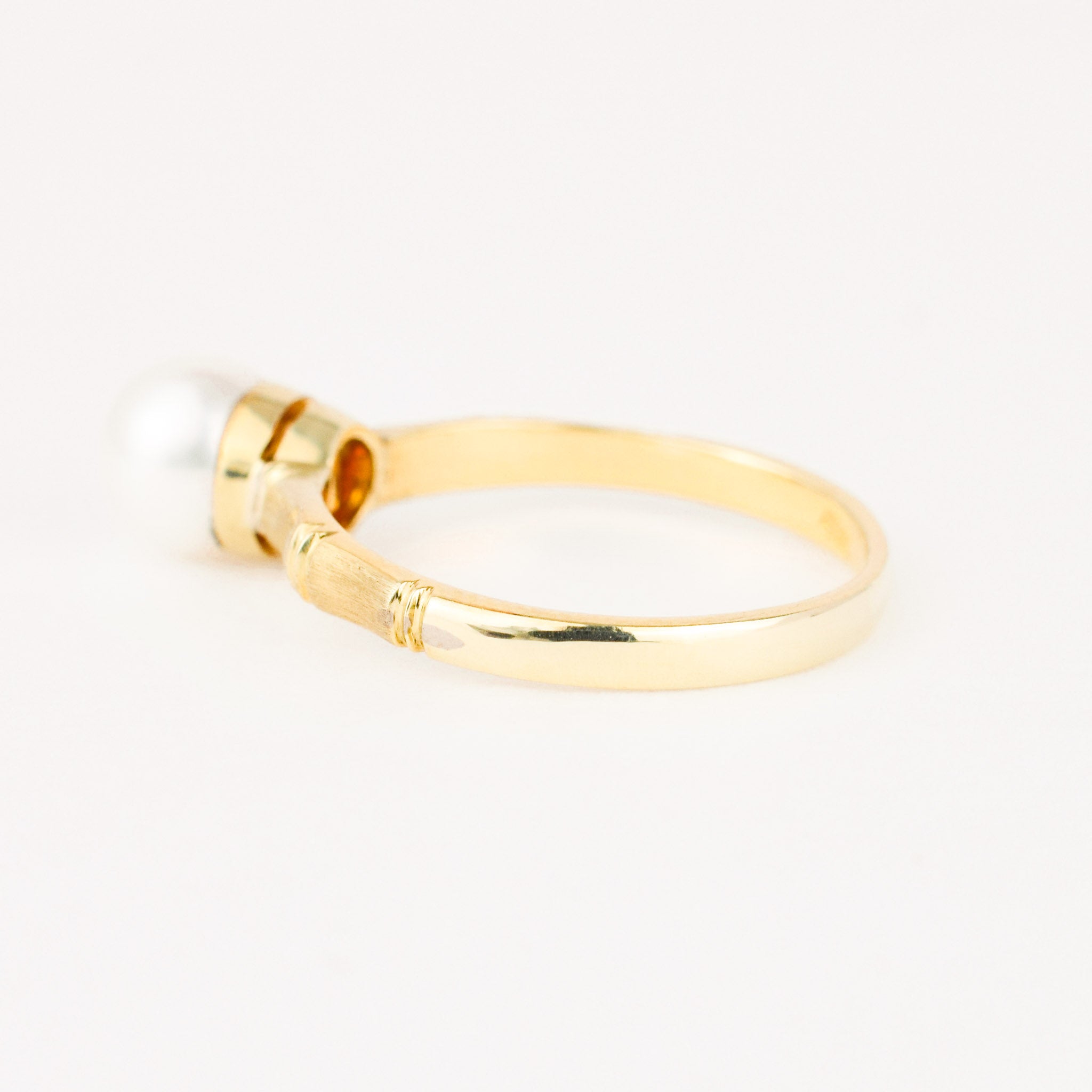vintage gold pearl bamboo ring 
