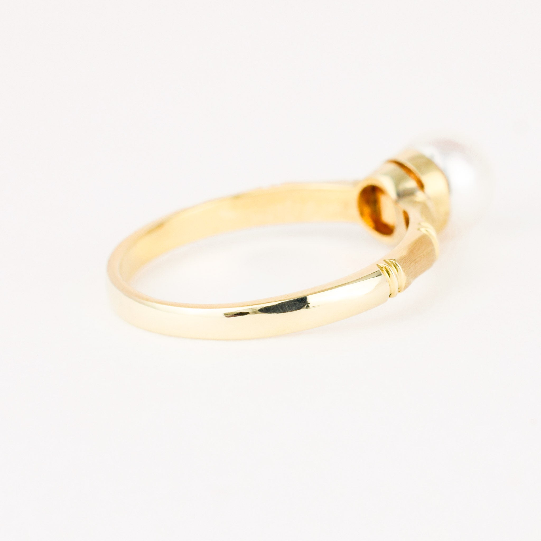 vintage gold pearl bamboo ring 
