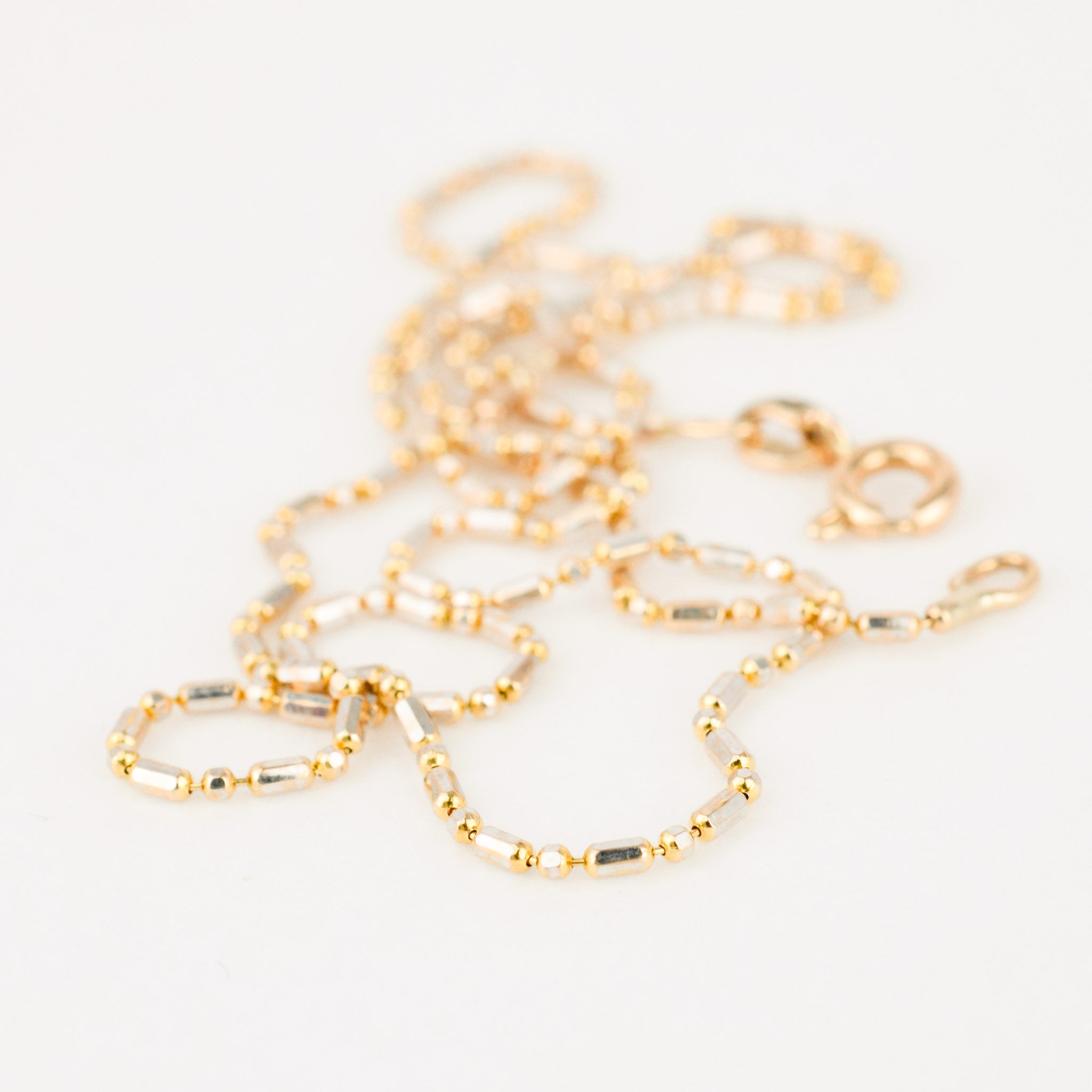 vintage gold bead and bar chain necklace