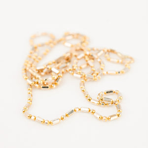 vintage gold bead and bar chain necklace