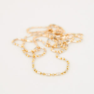 vintage gold bead and bar chain necklace