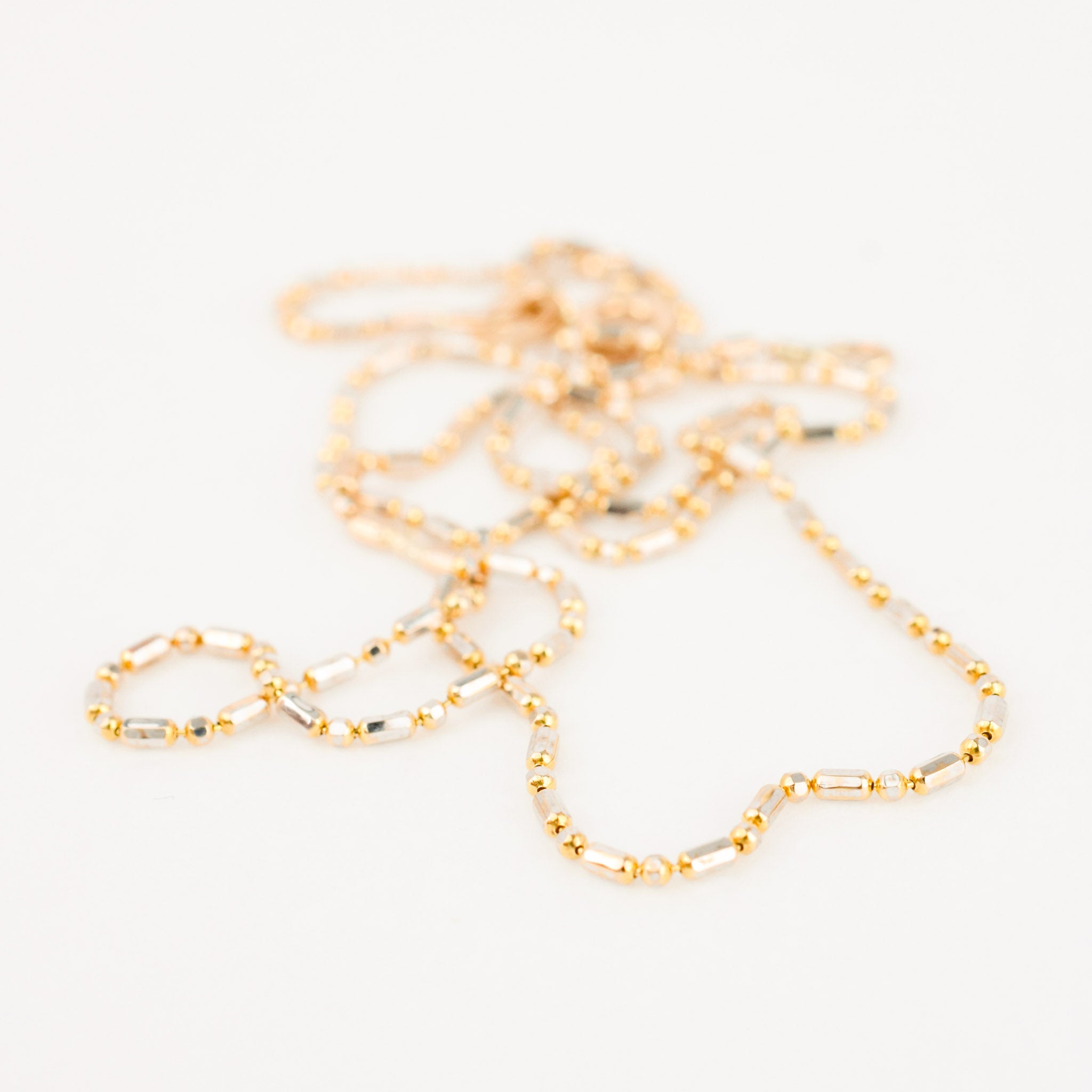 vintage gold bead and bar chain necklace