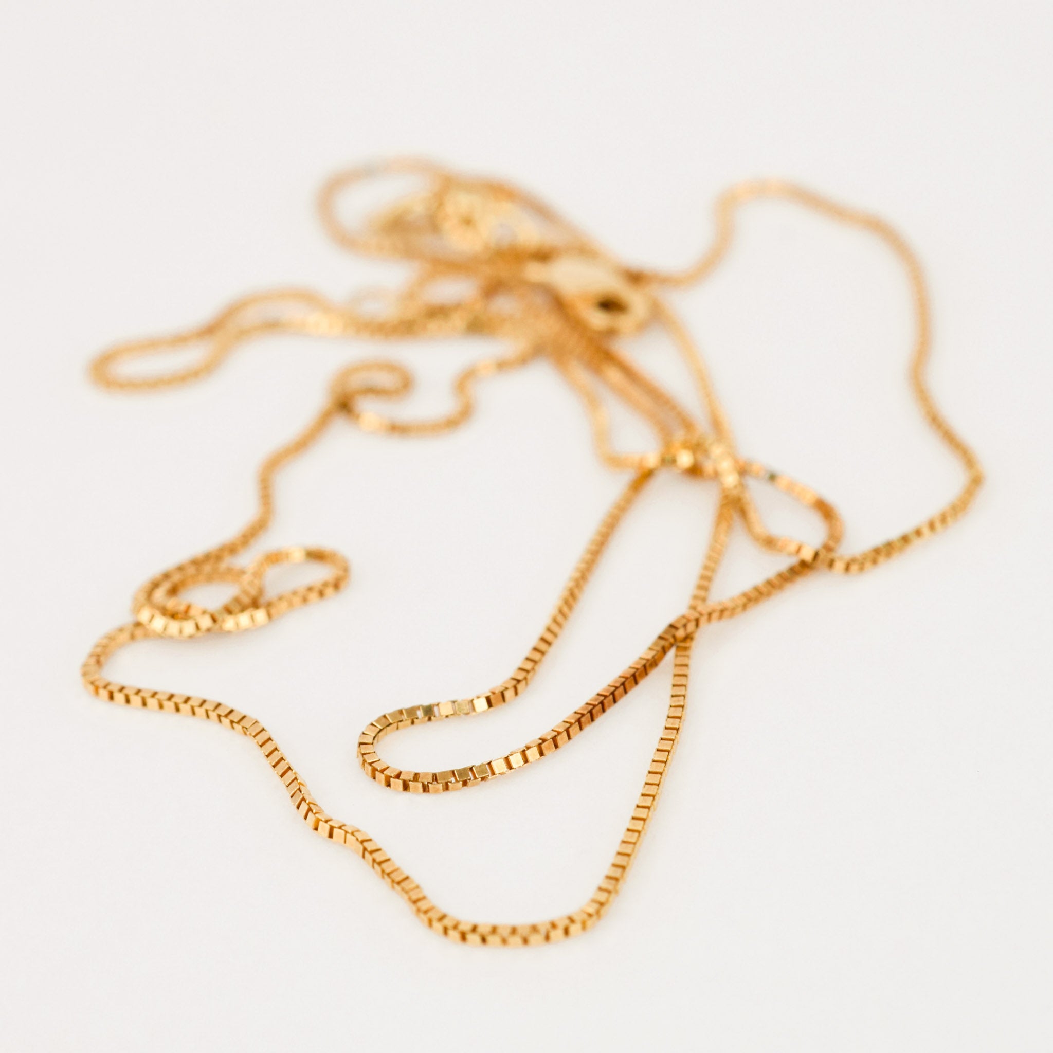vintage gold adjustable box chain necklace