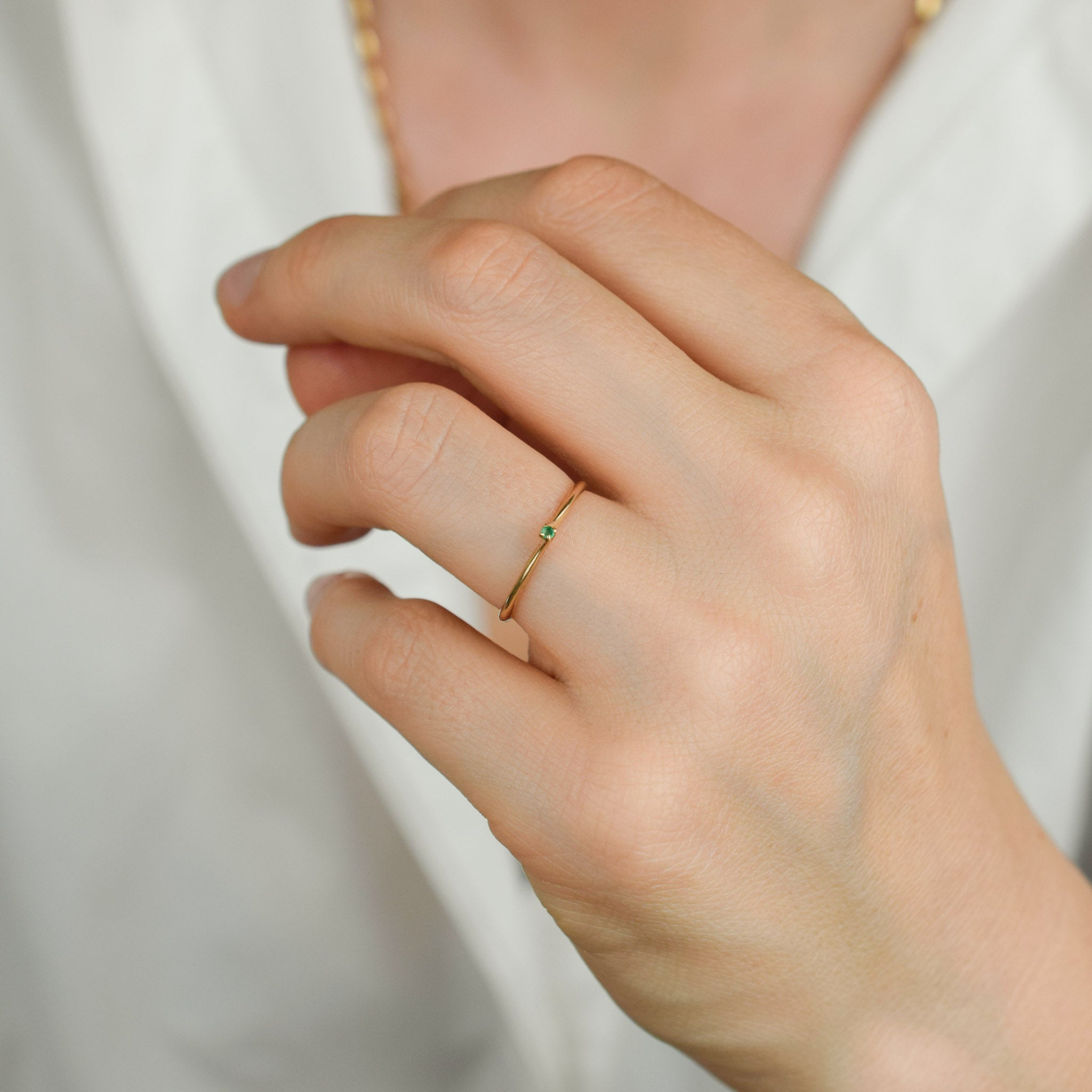 dainty emerald gold ring 