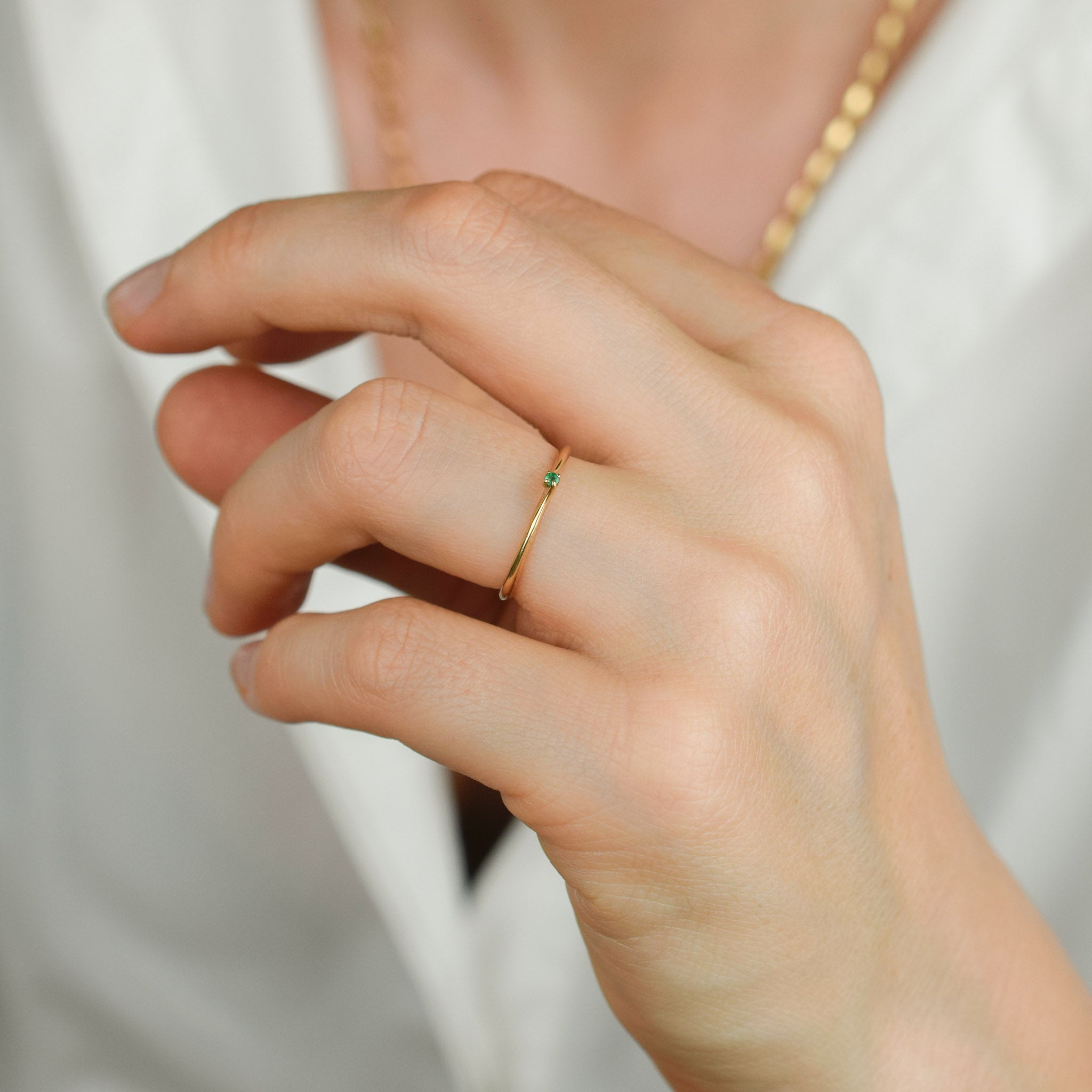 dainty emerald gold ring 