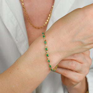 vintage gold emerald and diamond tennis bracelet 