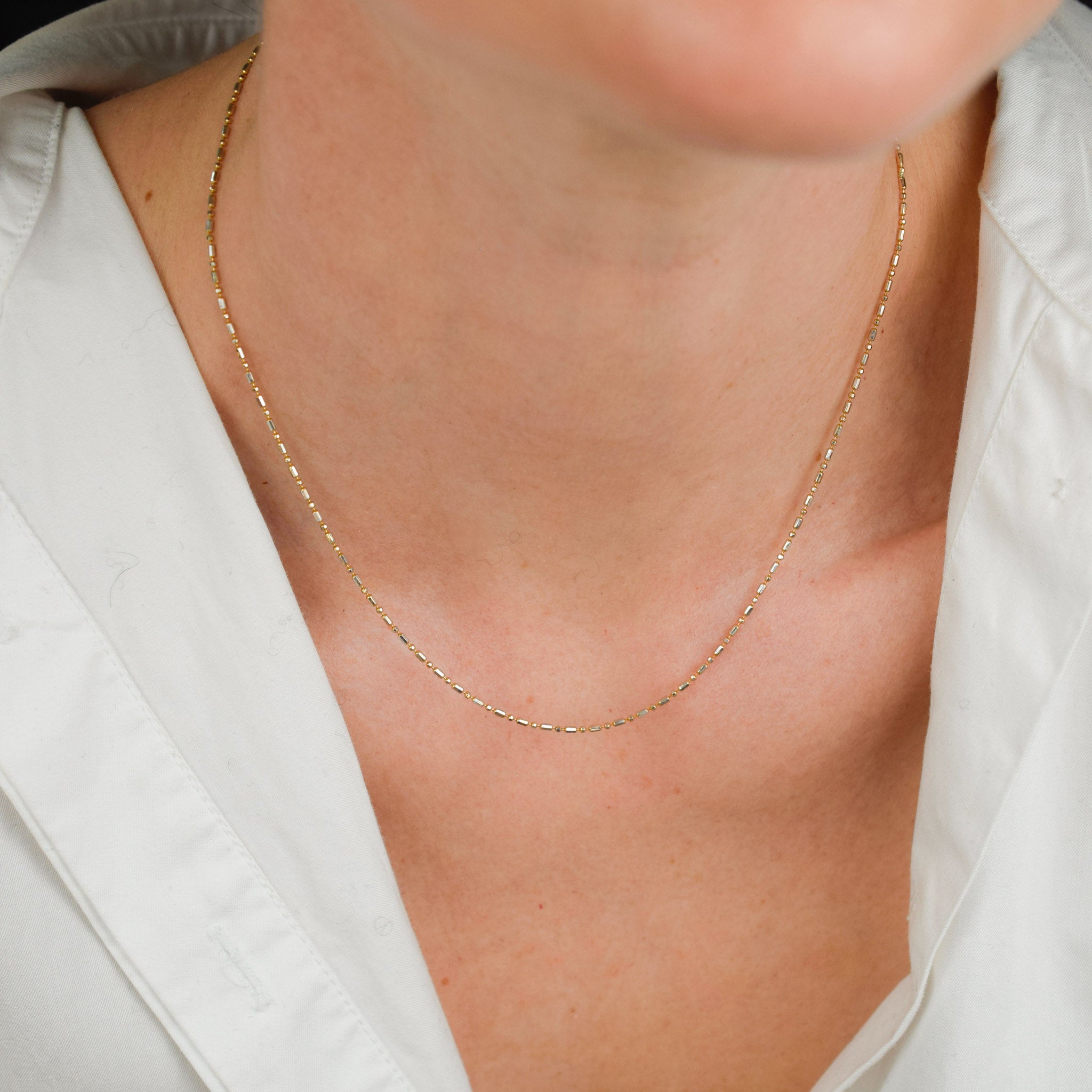 vintage gold bead and bar chain necklace