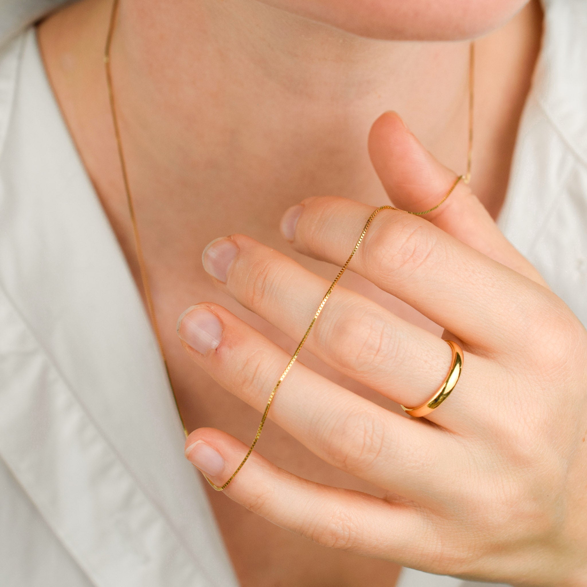 vintage gold adjustable box chain necklace