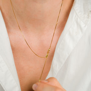 vintage gold adjustable box chain necklace