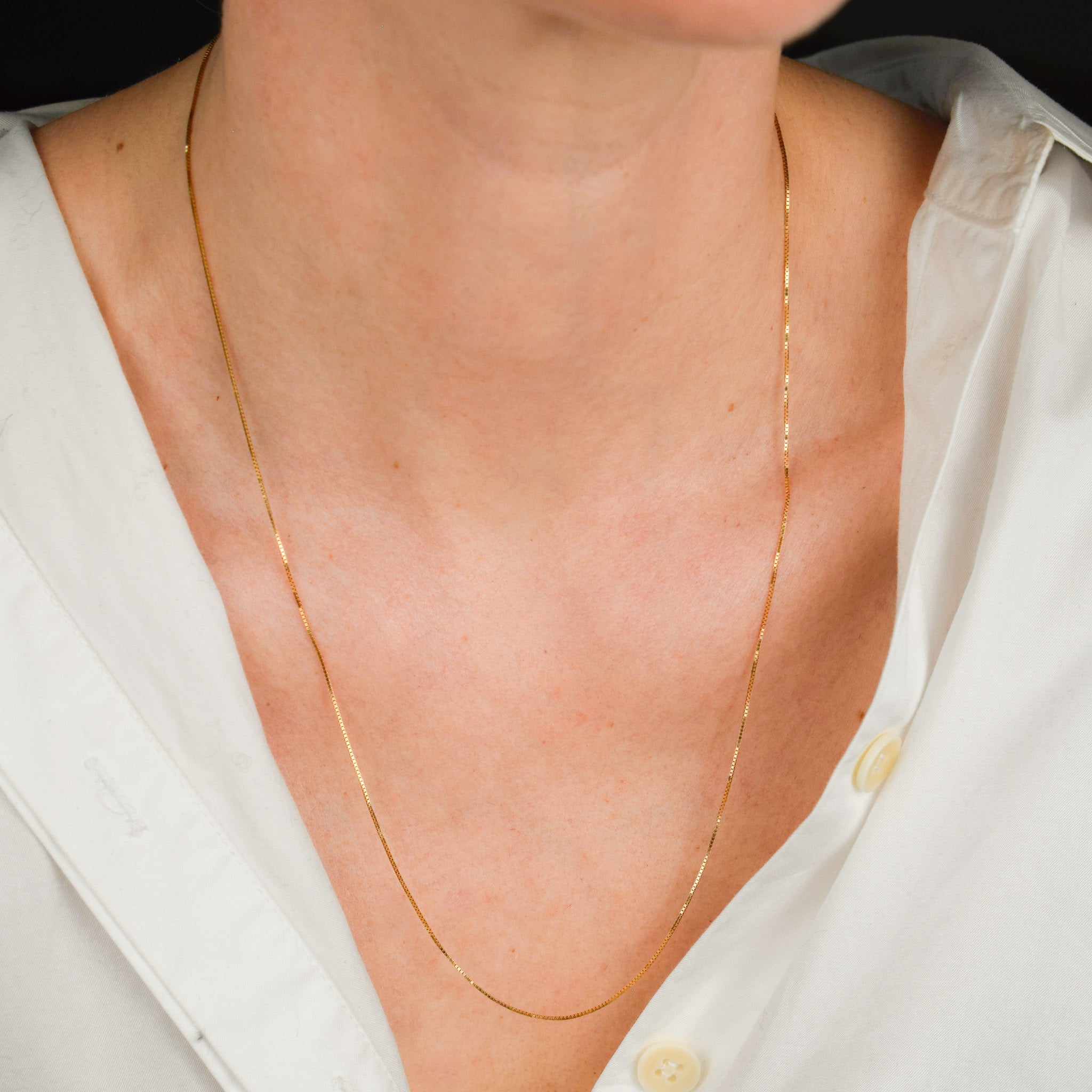 vintage gold adjustable box chain necklace