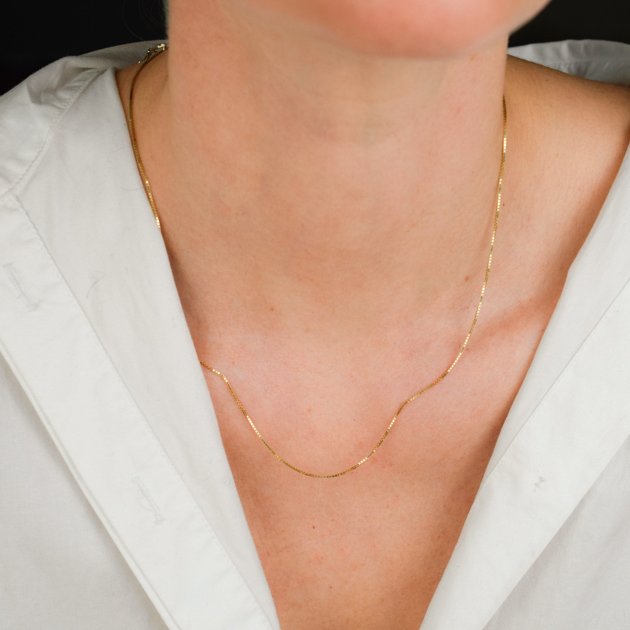 vintage gold box chain necklace