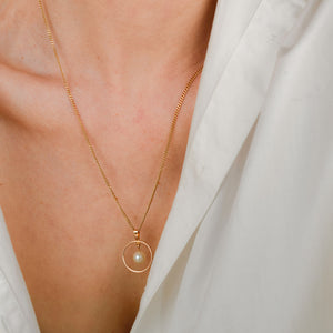 vintage gold pearl pendant 