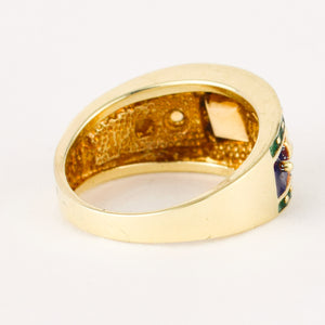 Topaz and Enamel Gold Ring
