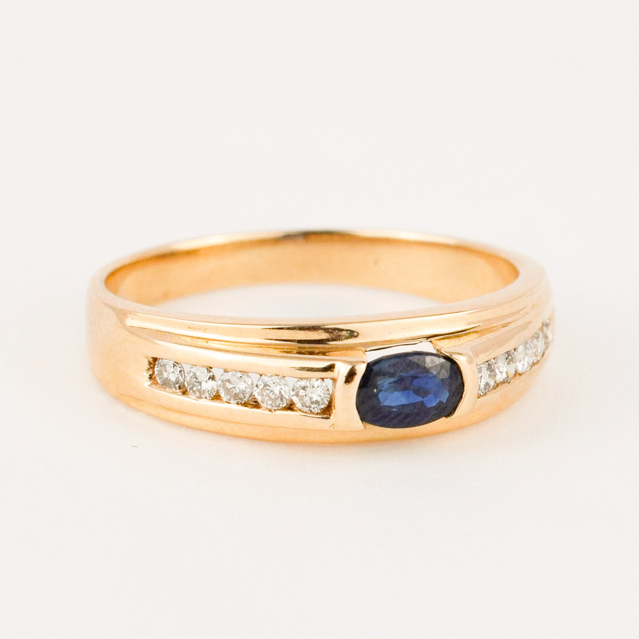vintage gold sapphire and diamond band 