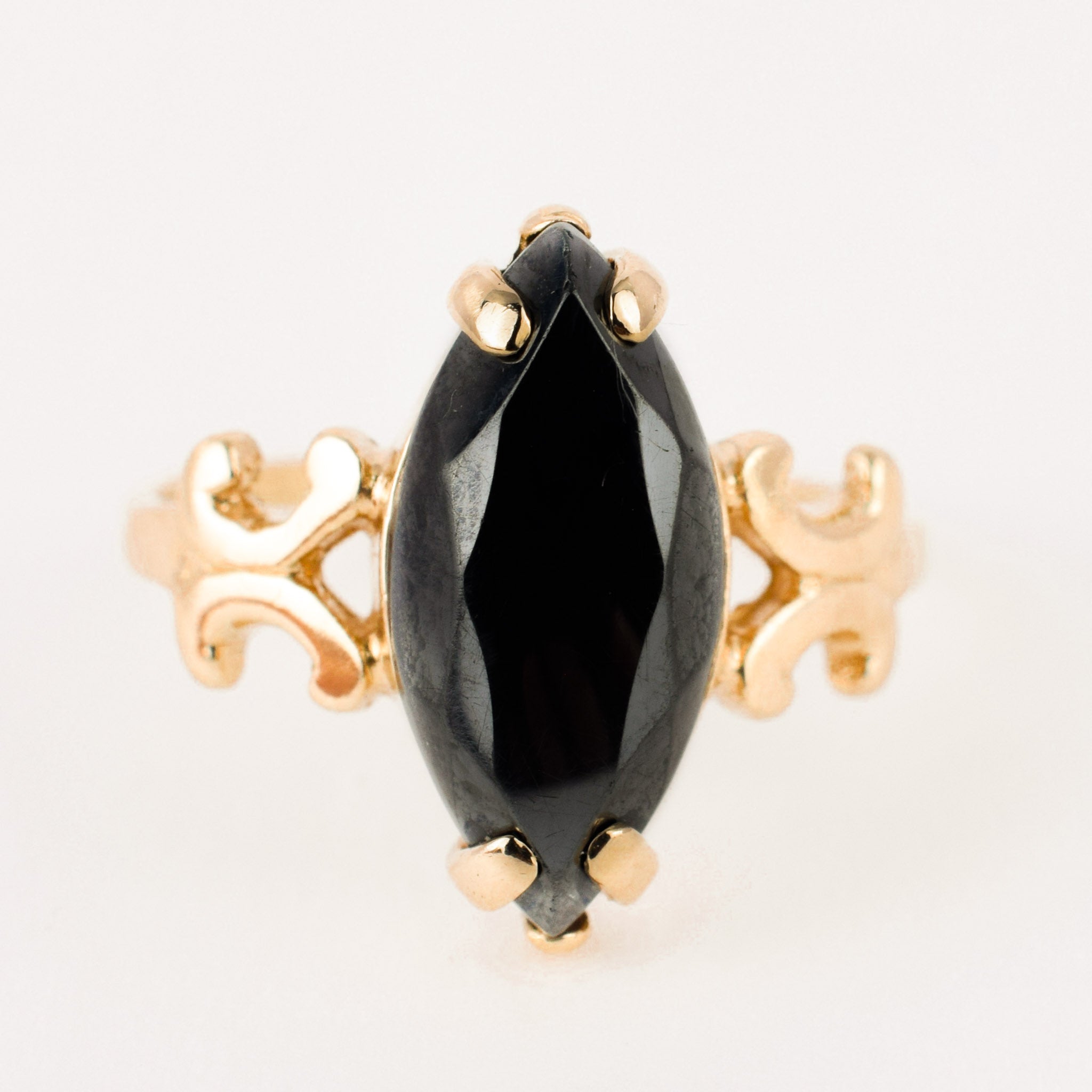 Hematite Jewelry Vintage Hematite Ring Marquise Hematite Ring