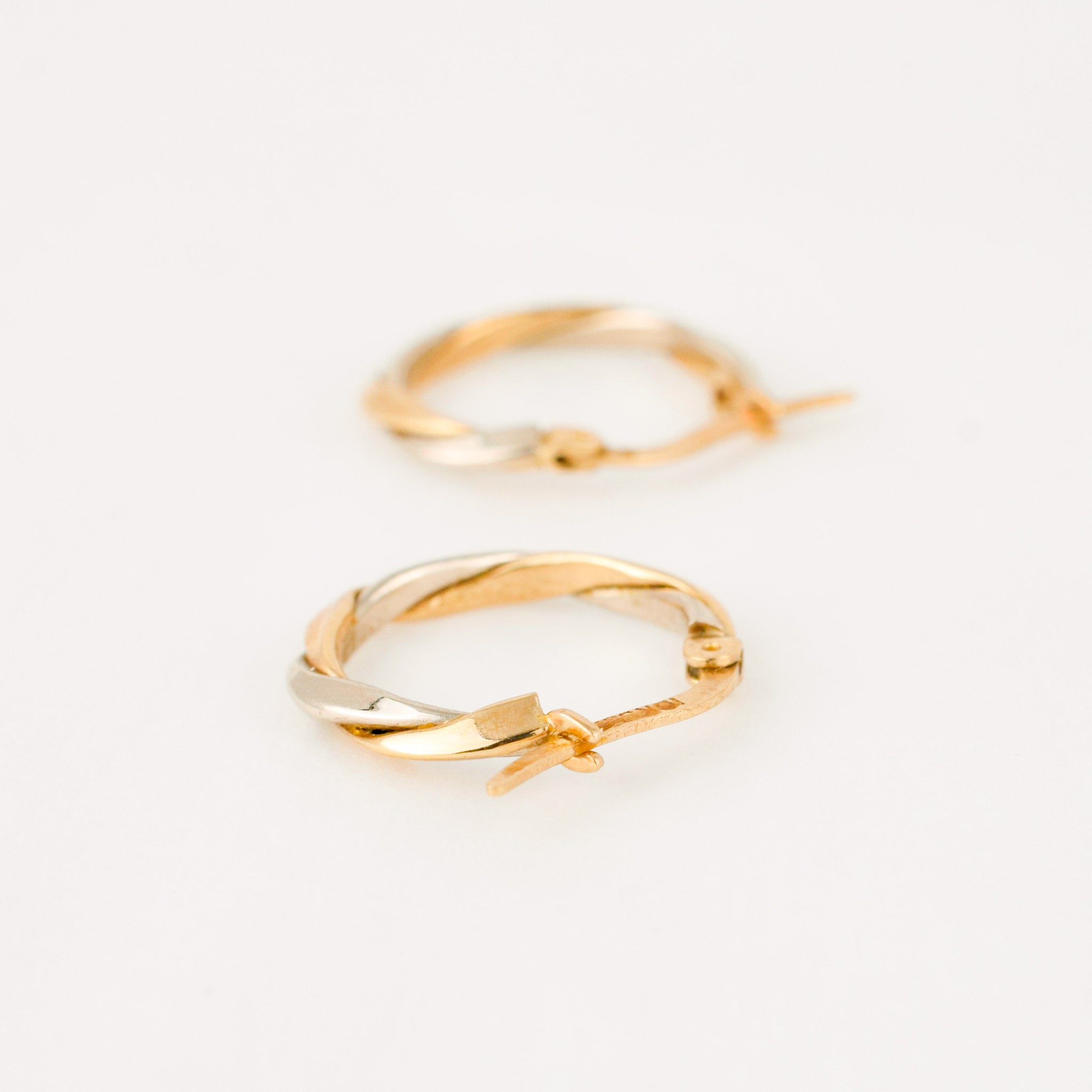 vintage gold two toned hoop earrings