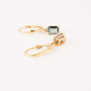 vintage gold Mystic Topaz Drop hoop earrings 