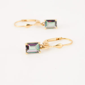 vintage gold Mystic Topaz Drop hoop earrings 
