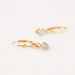 vintage gold drop diamond hoop earrings 