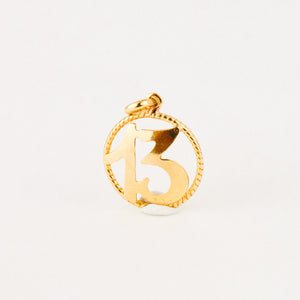 vintage gold '13' number charm pendant 