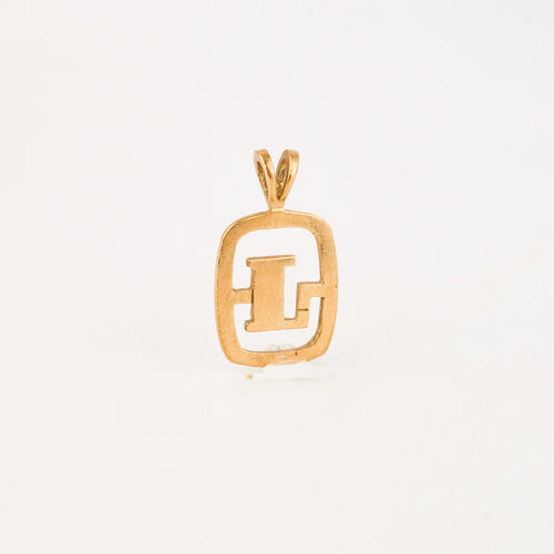 vintage gold 'l' charm pendant 
