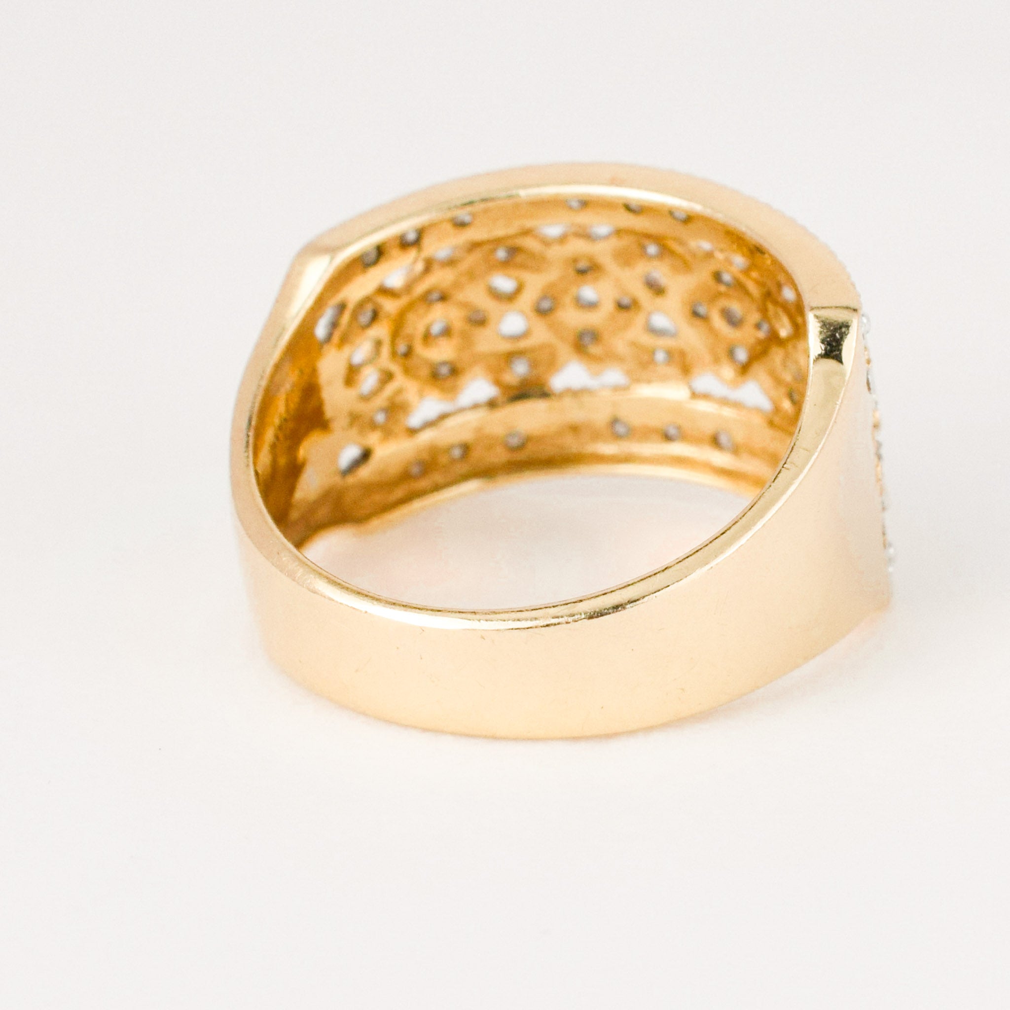 vintage gold diamond cigar ring 