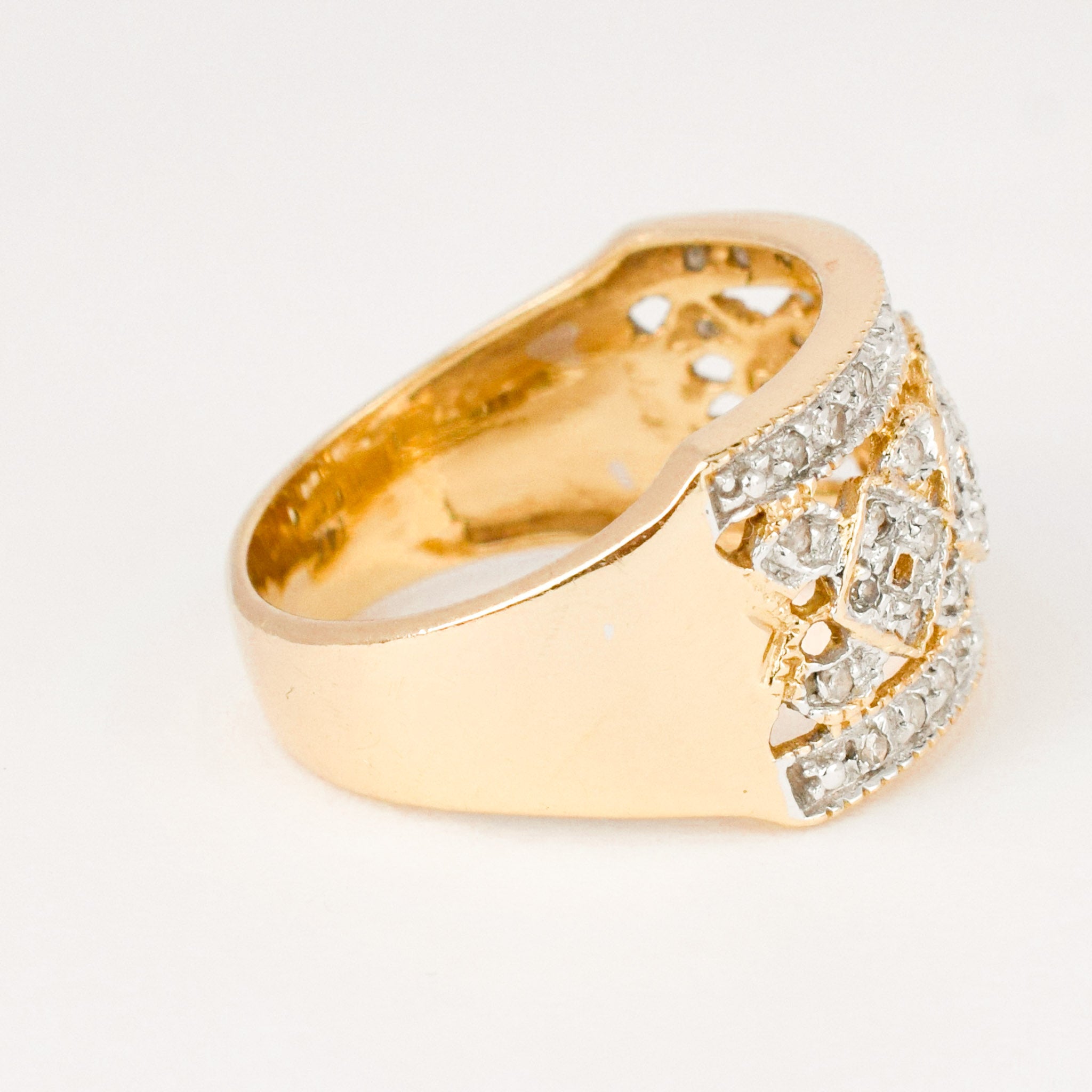 vintage gold diamond cigar ring 