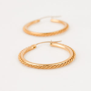 vintage gold rope hoop earrings 
