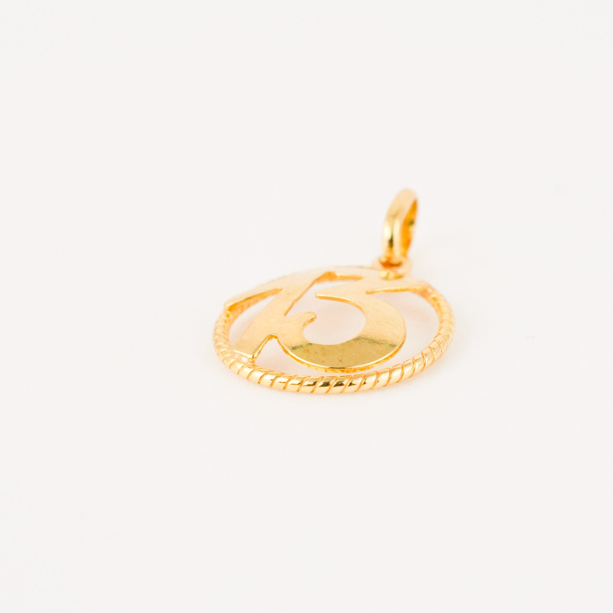 vintage gold '13' number charm pendant 