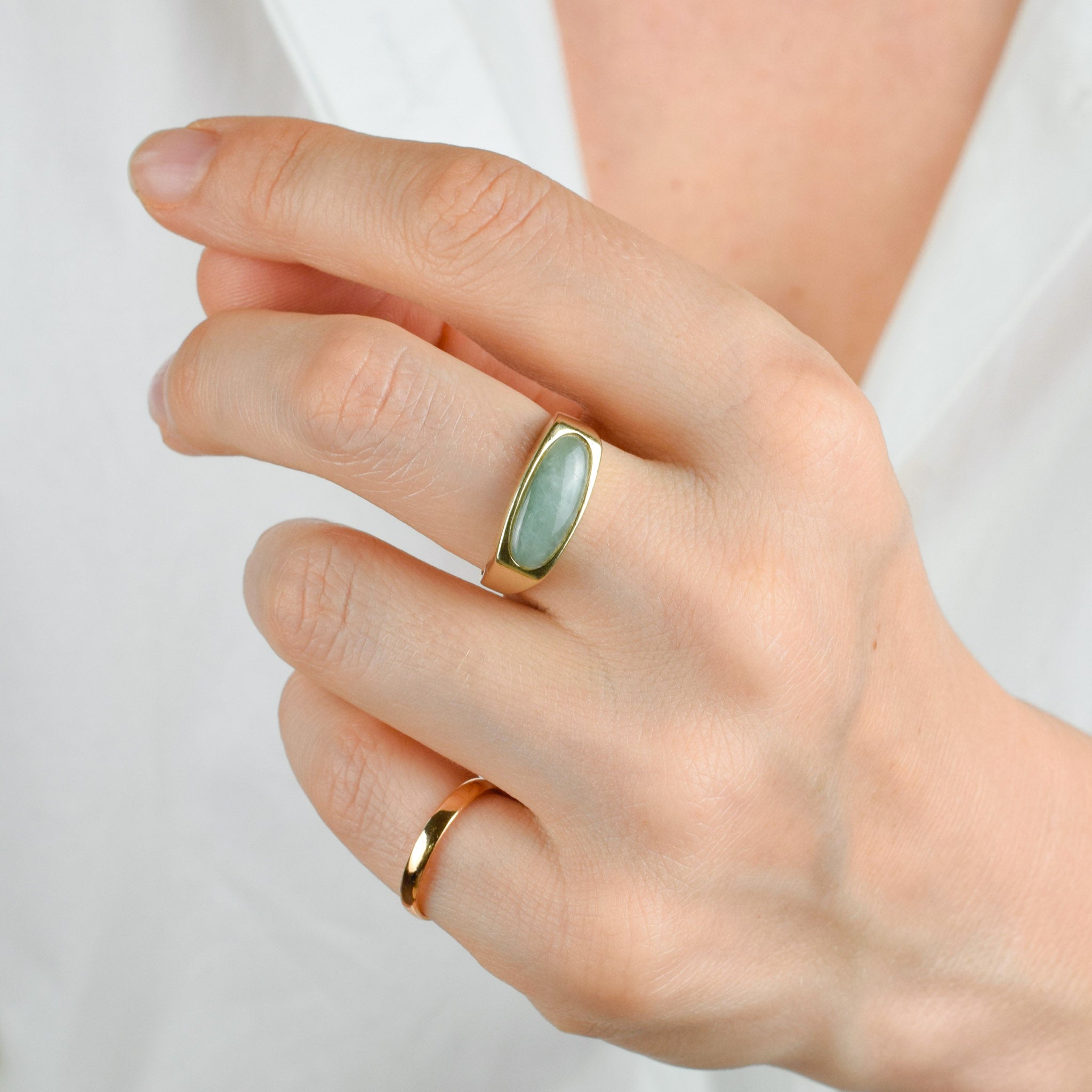 Gold chalcedony ring sales