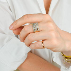 vintage gold diamond cigar ring 