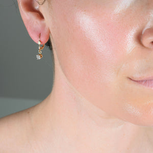 vintage gold drop diamond hoop earrings 