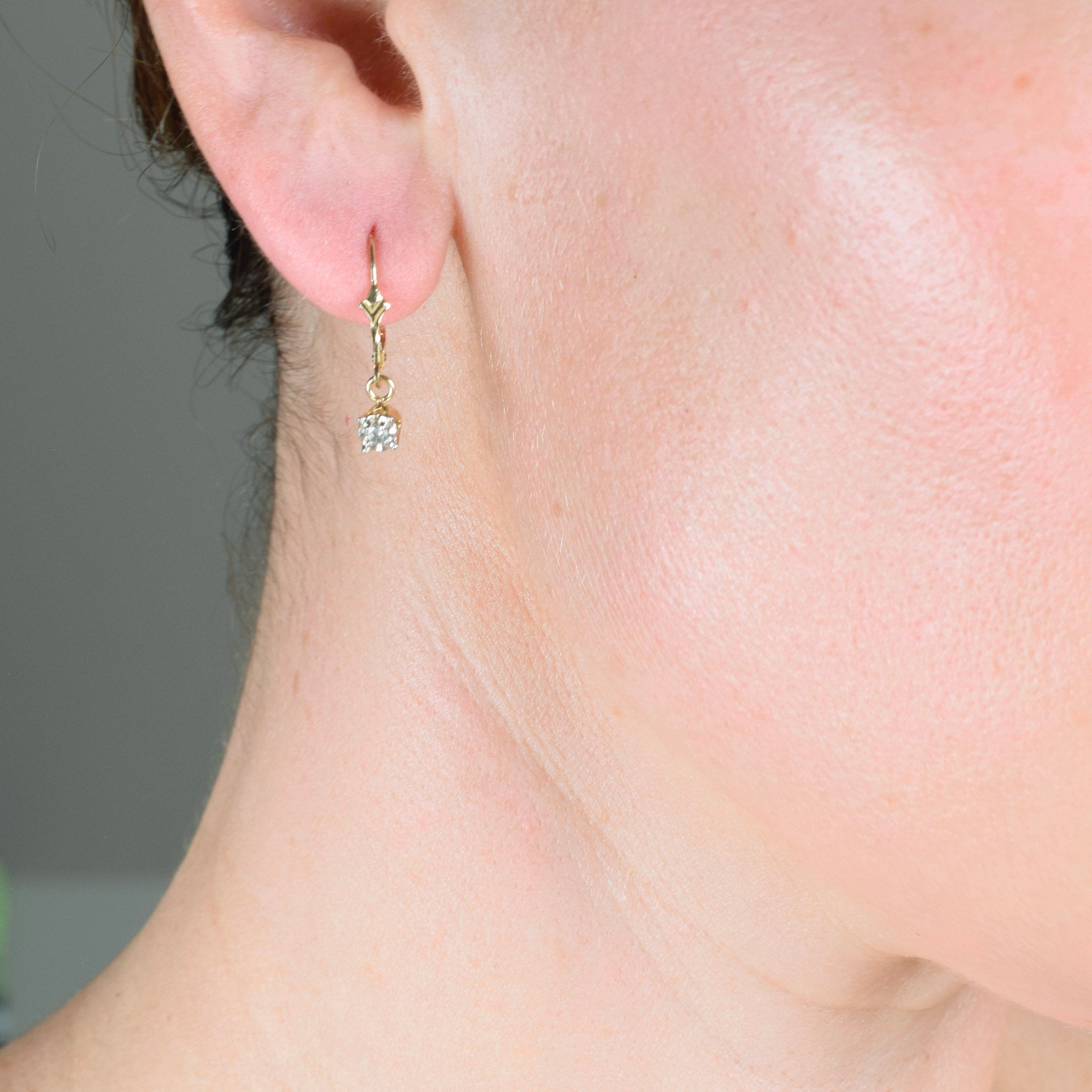 vintage gold drop diamond hoop earrings 