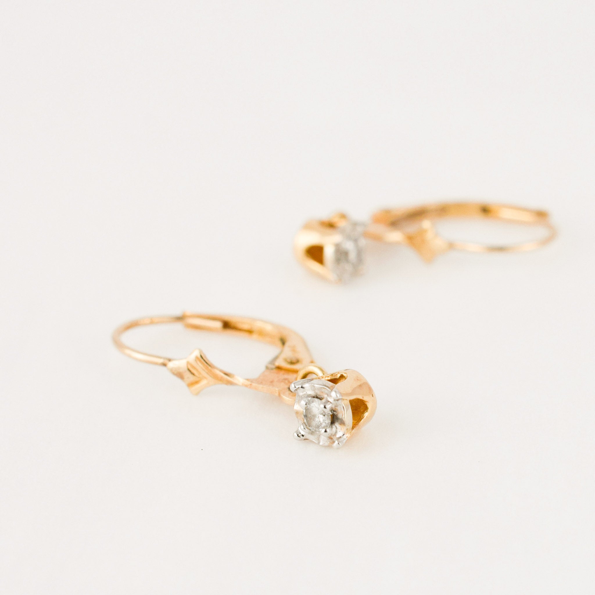 vintage gold drop diamond hoop earrings 