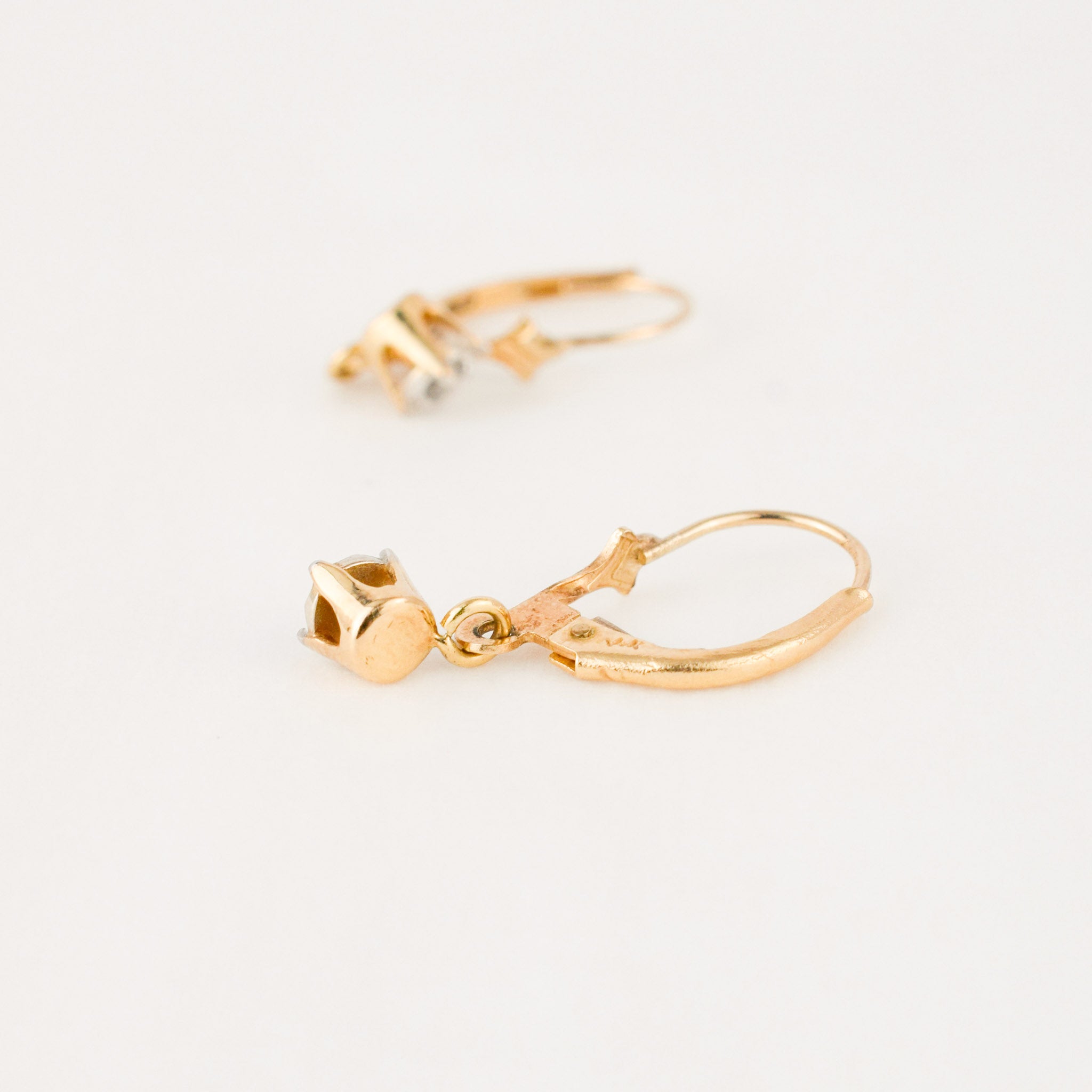 vintage gold drop diamond hoop earrings 