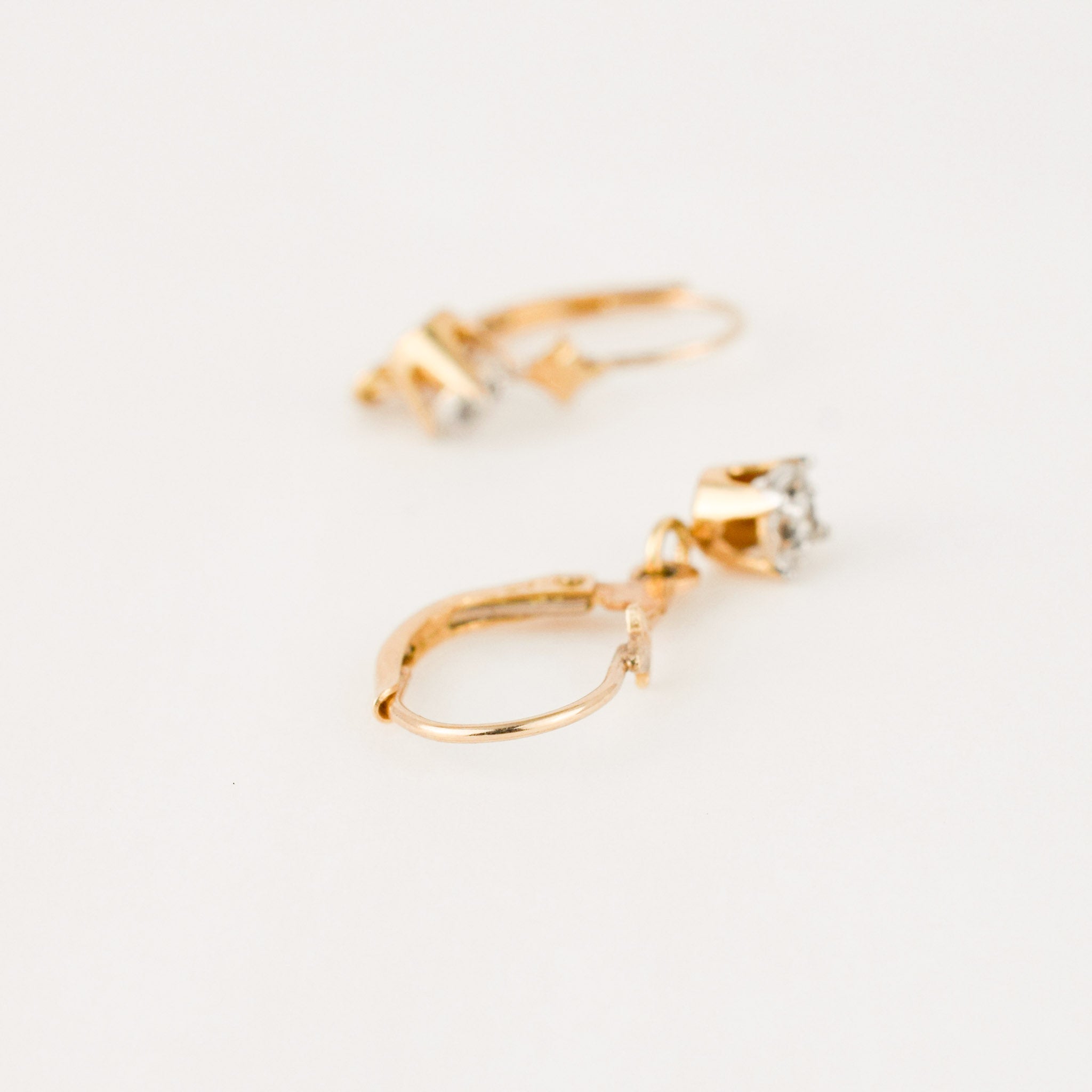 vintage gold drop diamond hoop earrings 