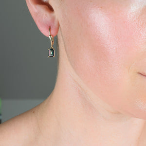 vintage gold Mystic Topaz Drop hoop earrings 