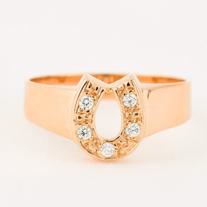 vintage gold diamond horseshoe ring