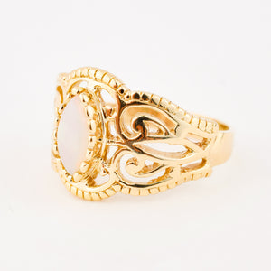 vintage gold filigree opal ring 