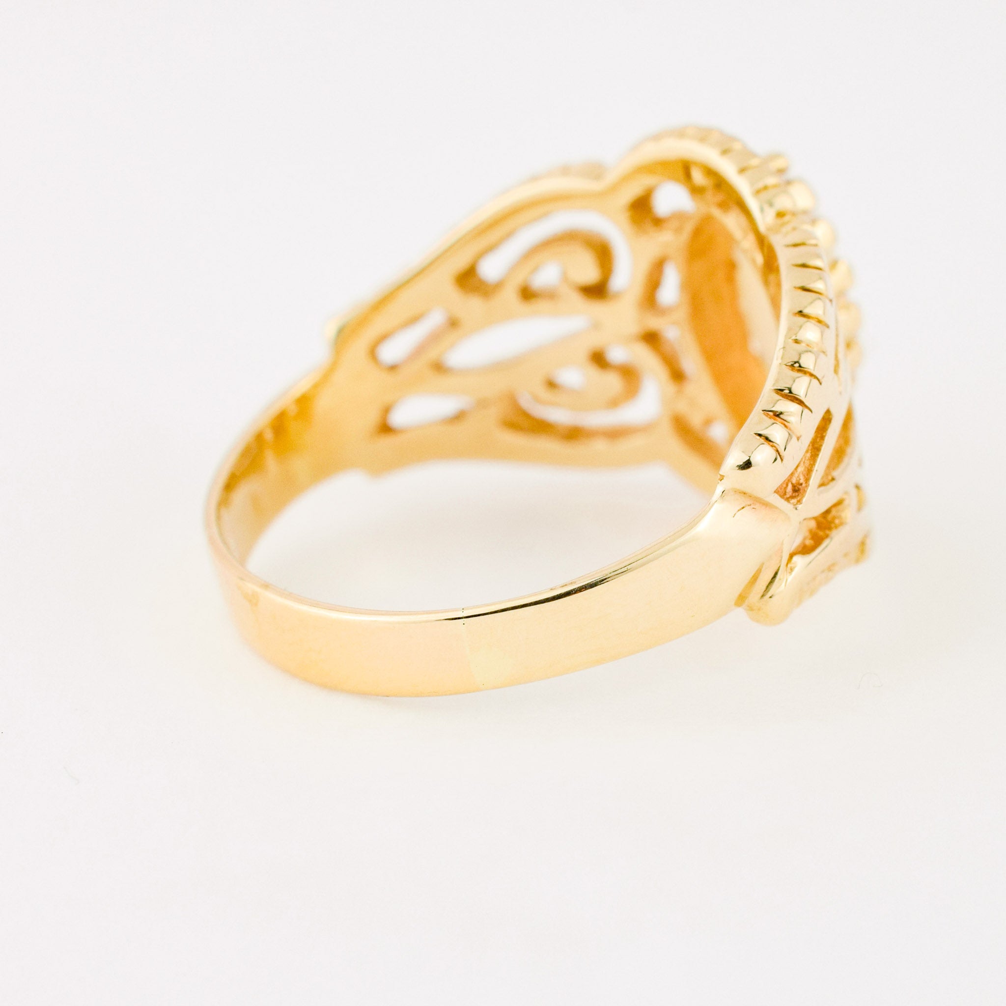 vintage gold filigree opal ring 