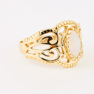 vintage gold filigree opal ring 
