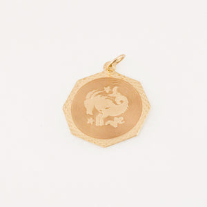 vintage gold aries zodiac charm pendant 