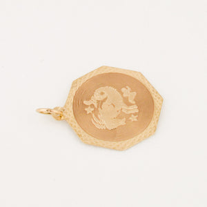 vintage gold aries zodiac charm pendant 